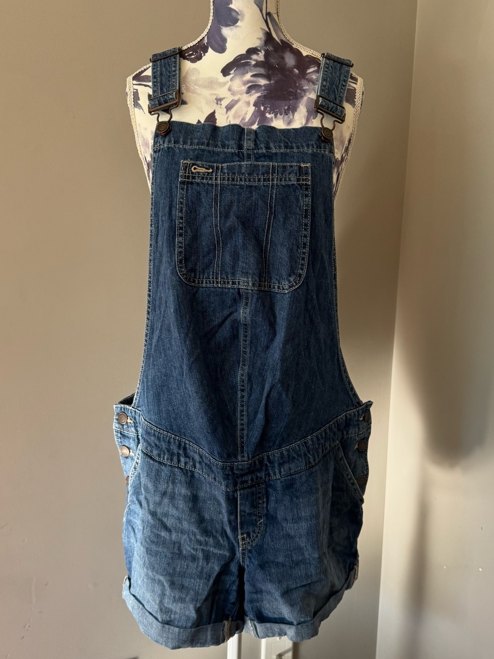 GAP Blue Denim Short Overalls Maternity
